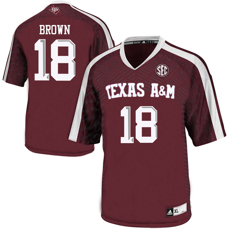 Men #18 Kam Brown Texas A&M Aggies College Football Jerseys Sale-Maroon - Click Image to Close